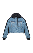 Load image into Gallery viewer, BLUE &amp; BLACK PANELED DENIM JACKET
