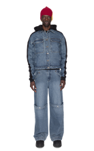 Load image into Gallery viewer, BLUE &amp; BLACK PANELED DENIM JACKET
