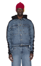 Load image into Gallery viewer, BLUE &amp; BLACK PANELED DENIM JACKET
