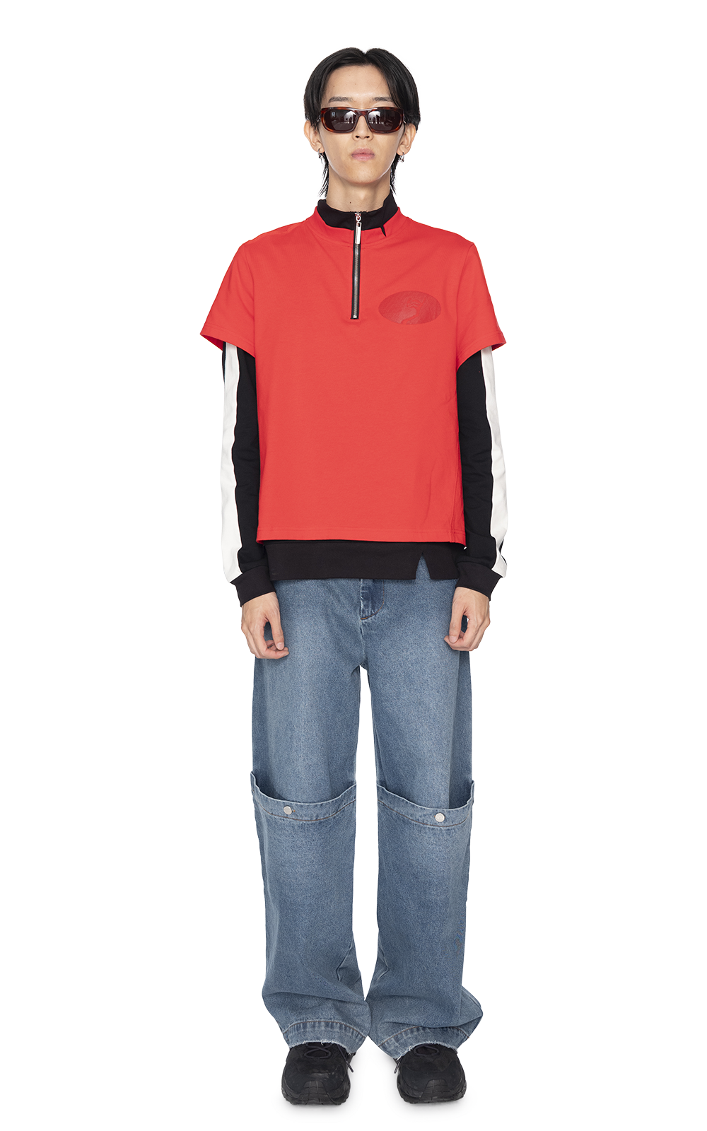 RED & BLACK LAYERED TRACK JACKET