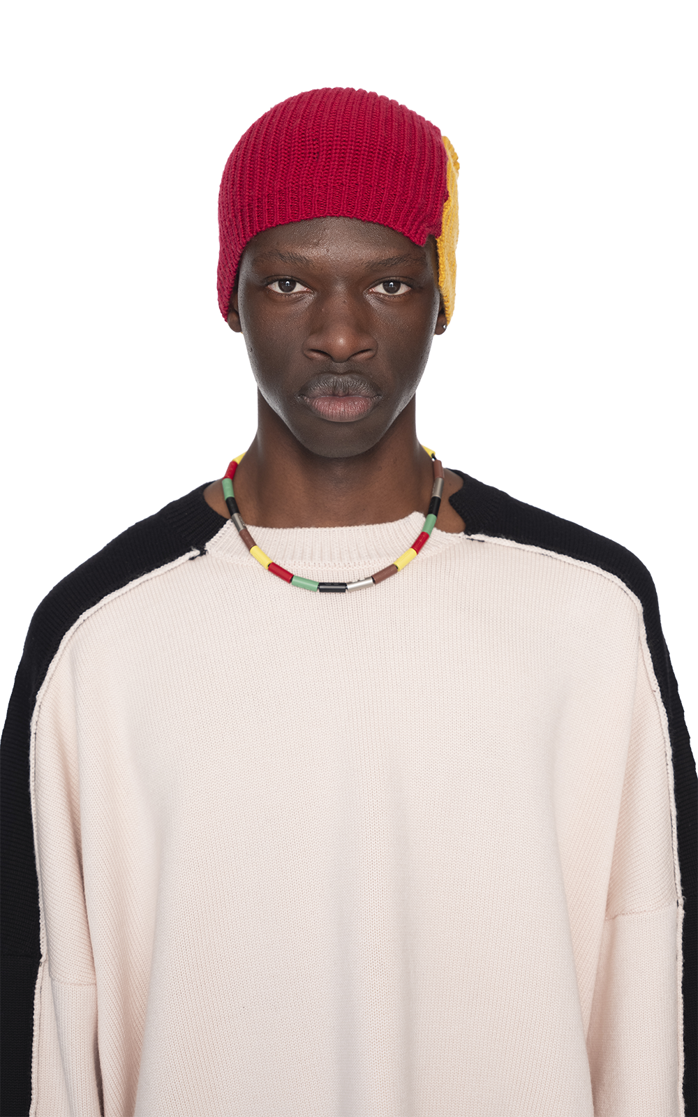 RED & YELLOW SPLIT BEANIE