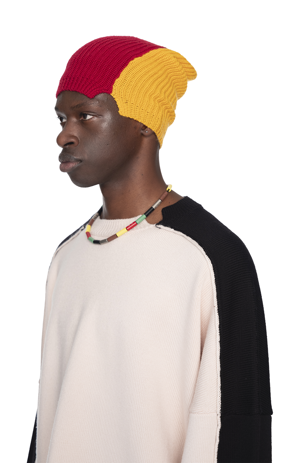 RED & YELLOW SPLIT BEANIE